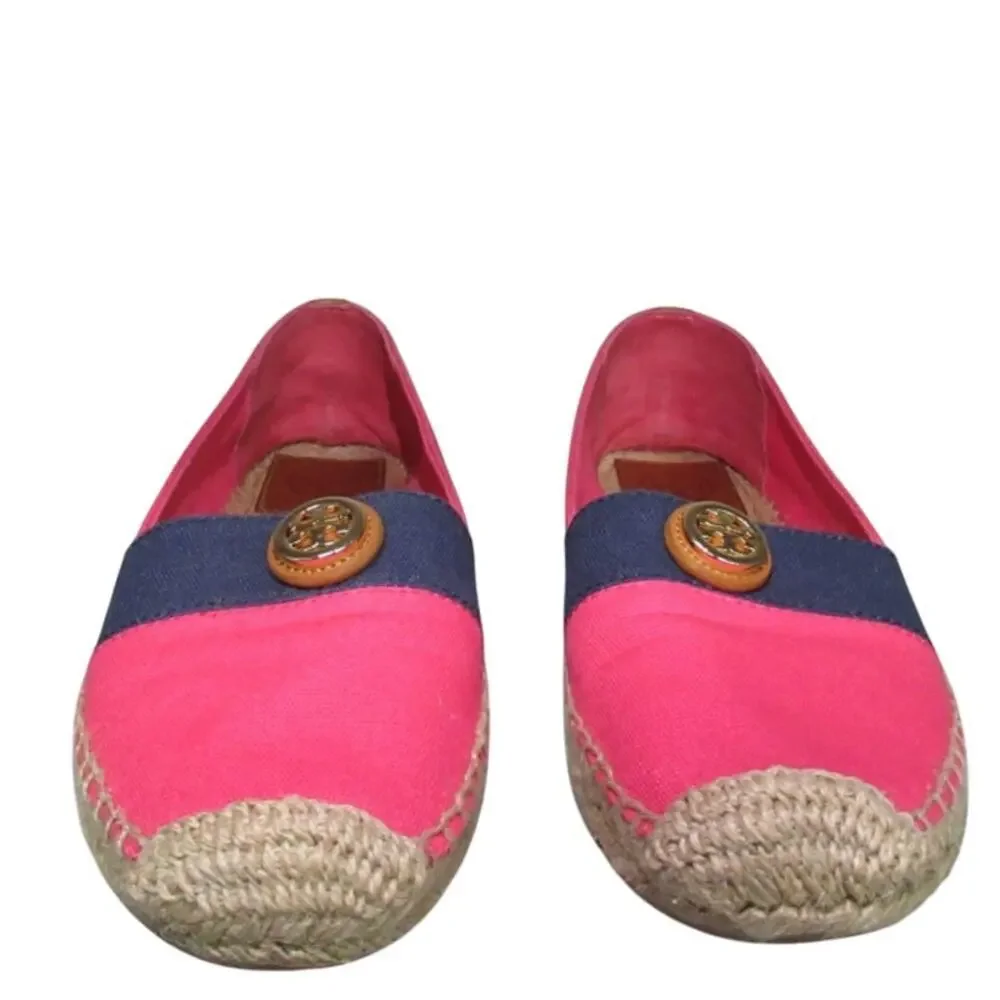 Tory Burch Beacher Espadrille Flats – Pink‎ Canvas Slip-On Shoes sz 8 $198
